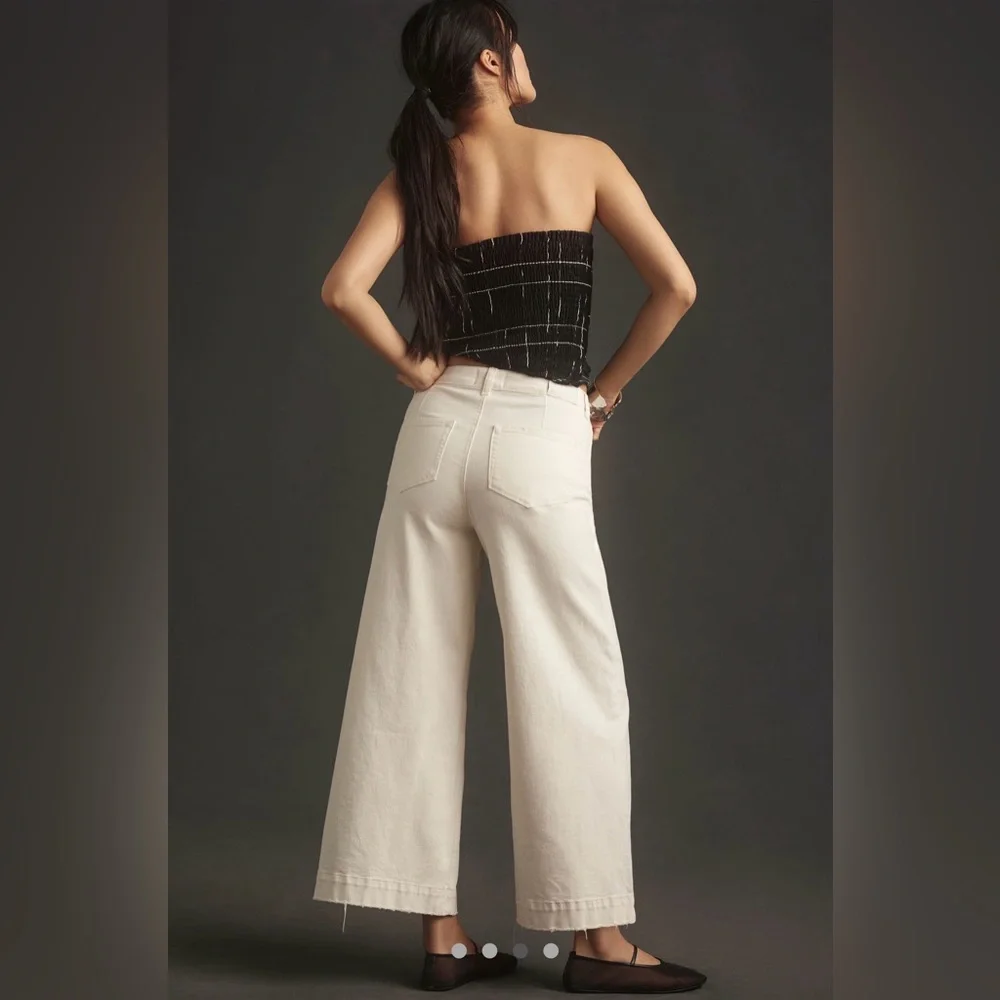 PAIGE Harper Ankle High-Rise Wide Leg Jean in Tonal Ecru - Picture 3 of 10